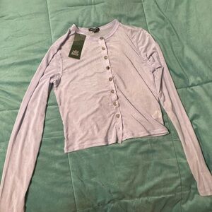 Women's Light Blue Button-Up Top Sheer